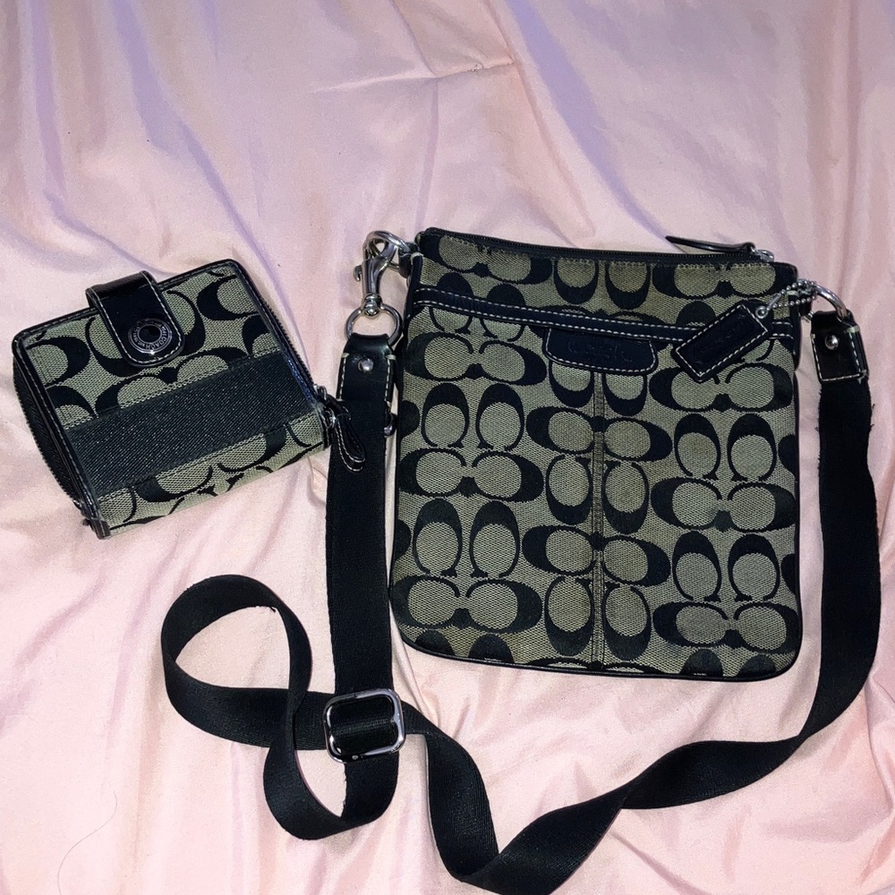Coach Black and Brown Crossbody Bag Set